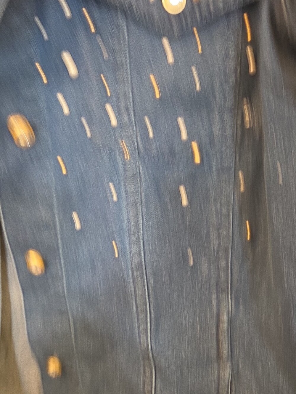 Denim Jacket/shirt with Gold Stud Heart Accents - Blue - Picture 5 of 7